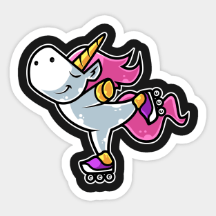 Cute Unicorn Retro Roller Skate product Sticker